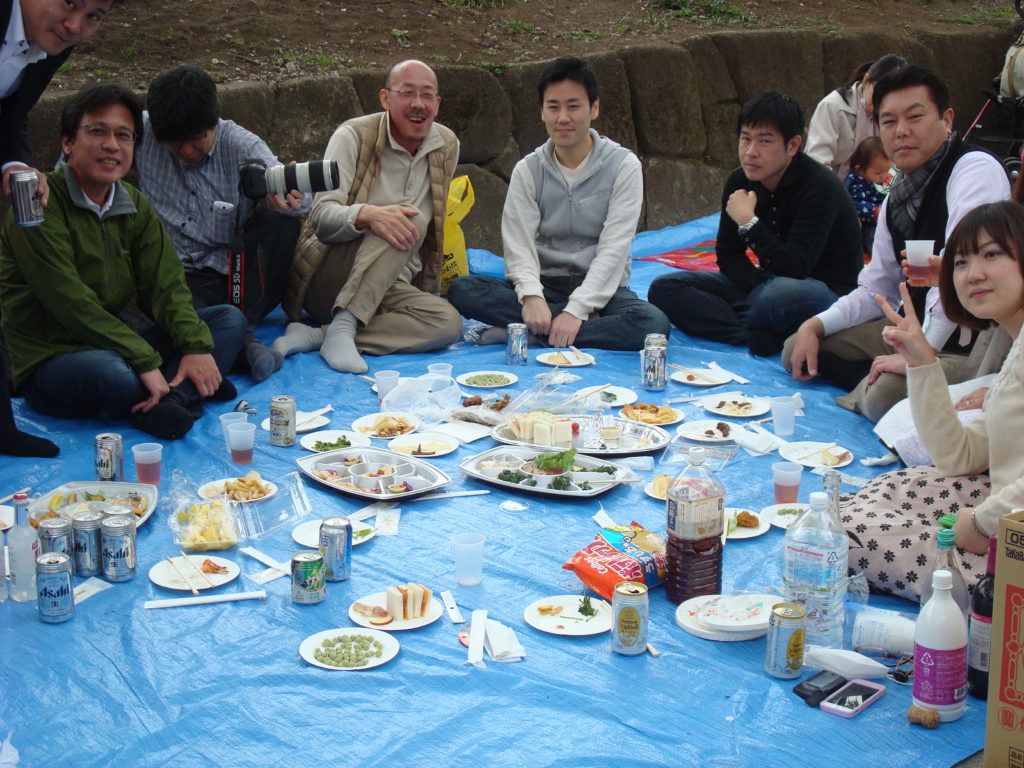 Picnicking at Mukojima in Tokyo, EdiSon office group