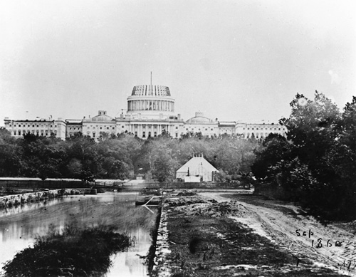 Washington City Canal in 1860, w. U.S. Capitol Dome 