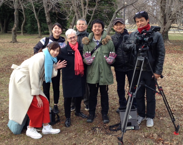 Cherry blossom filming in Potomac Park, Japanese "Mystery Hunter" TV crew