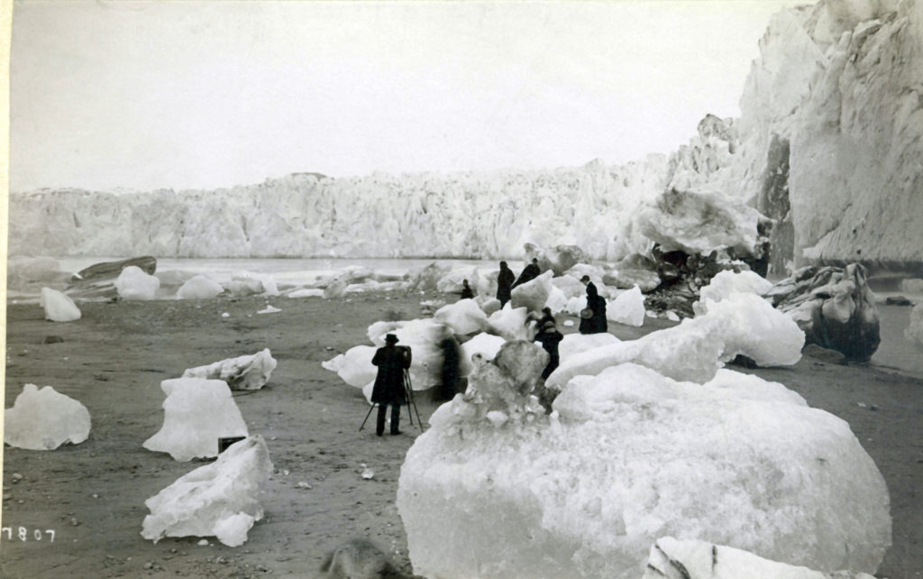 Tourists at Muir Glacier, 1880s